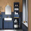 Armoire de rangement bleue pour salle de bain, grande armoire étroite autoportante avec 3 tablettes ouvertes, tablette réglable et tiroir, armoire de salle de bain mince pour petits espaces, l 13,8 po x P 11,8 po x H 66,9 po