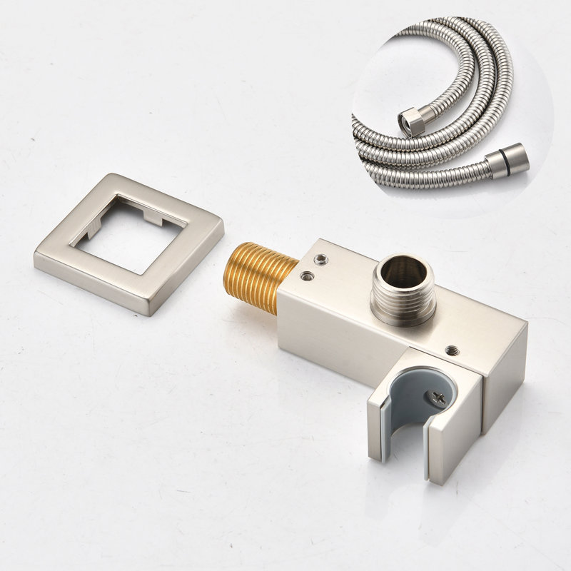 Ceiling-Mounted Shower With 16" Head & Handheld - Brushed Nickel, Brass, Natural Rainfall Simulation, Self-Cleaning Nozzle, Conforms To American Standard Pipe Requirements Kit Handheld, Simulates