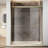 60" X 72" Double Sliding Doors with Double-handle towel rack and 1/4" Tempered Glass, Gold-120019268