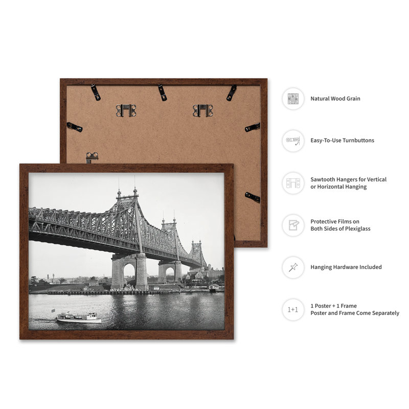 Pont de Queensboro, Poster, 24"H x 32"W, Brown Framed