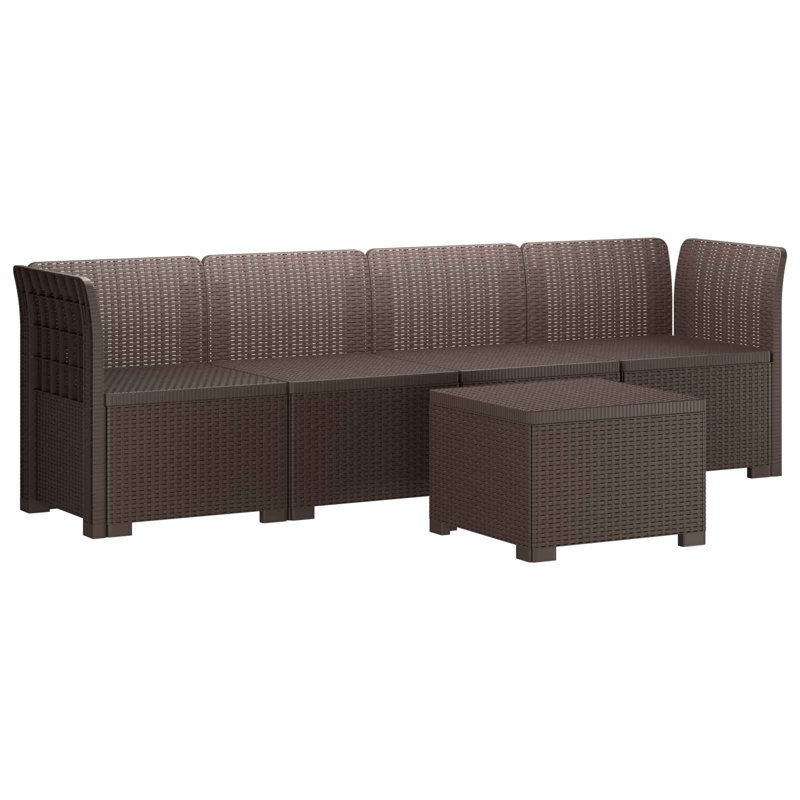  Garden Sofa Rattan Look PP Outdoor Sectional Modern Patio Seat Balcony, Brown