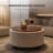 30" W Upholstered Round Storage Ottoman Coffee Table with Wood Legs-366676290