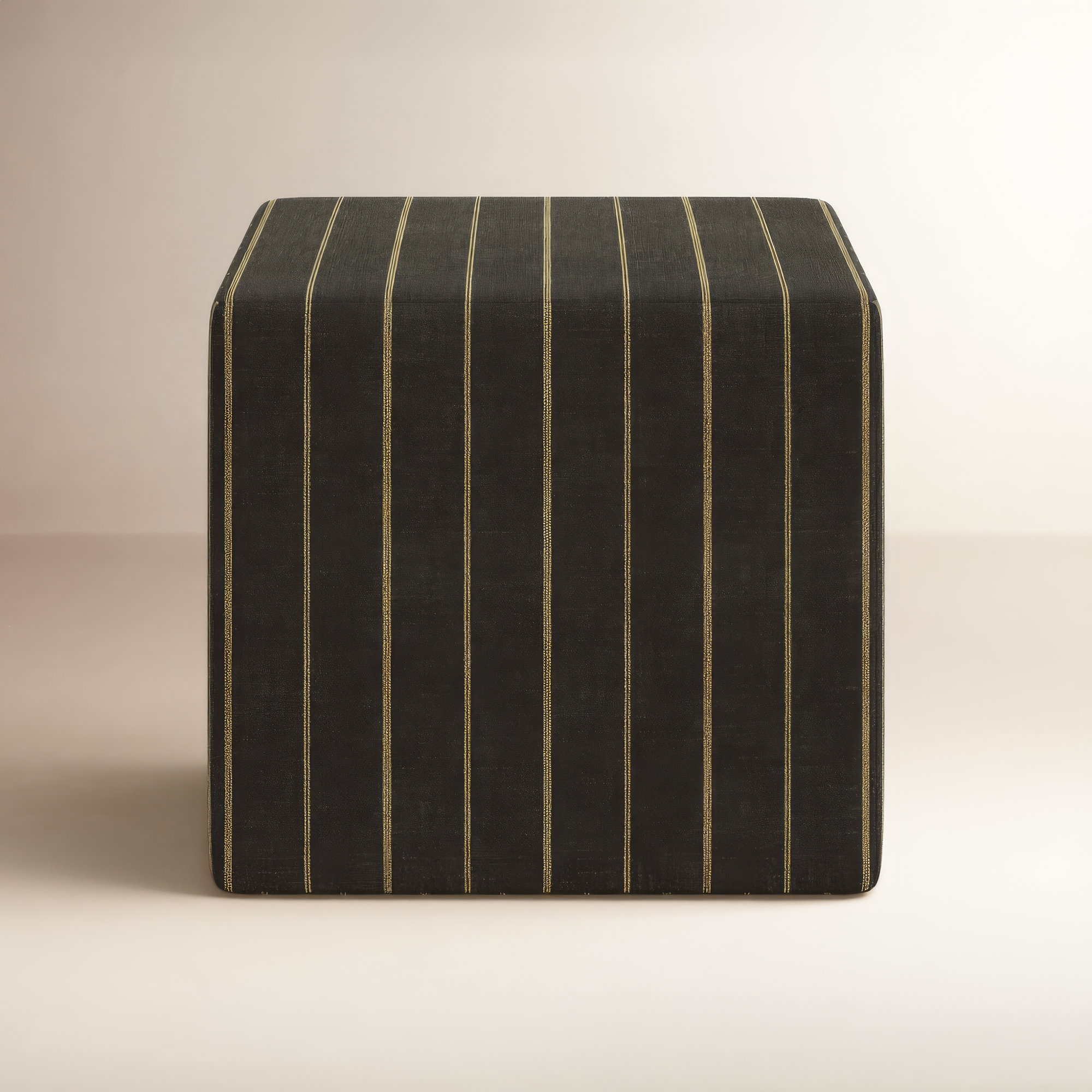 Era Upholstered Ottoman, Fritz Peppercorn Stripe