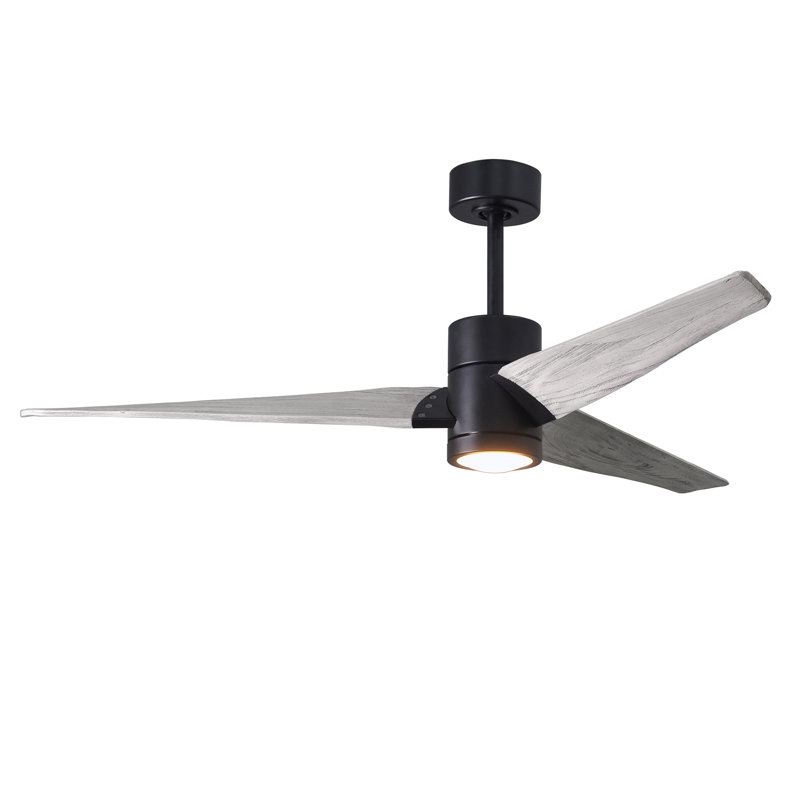 Ceiling Fan with LED Lights, Matte Black, Barn Wood Tone, 52"