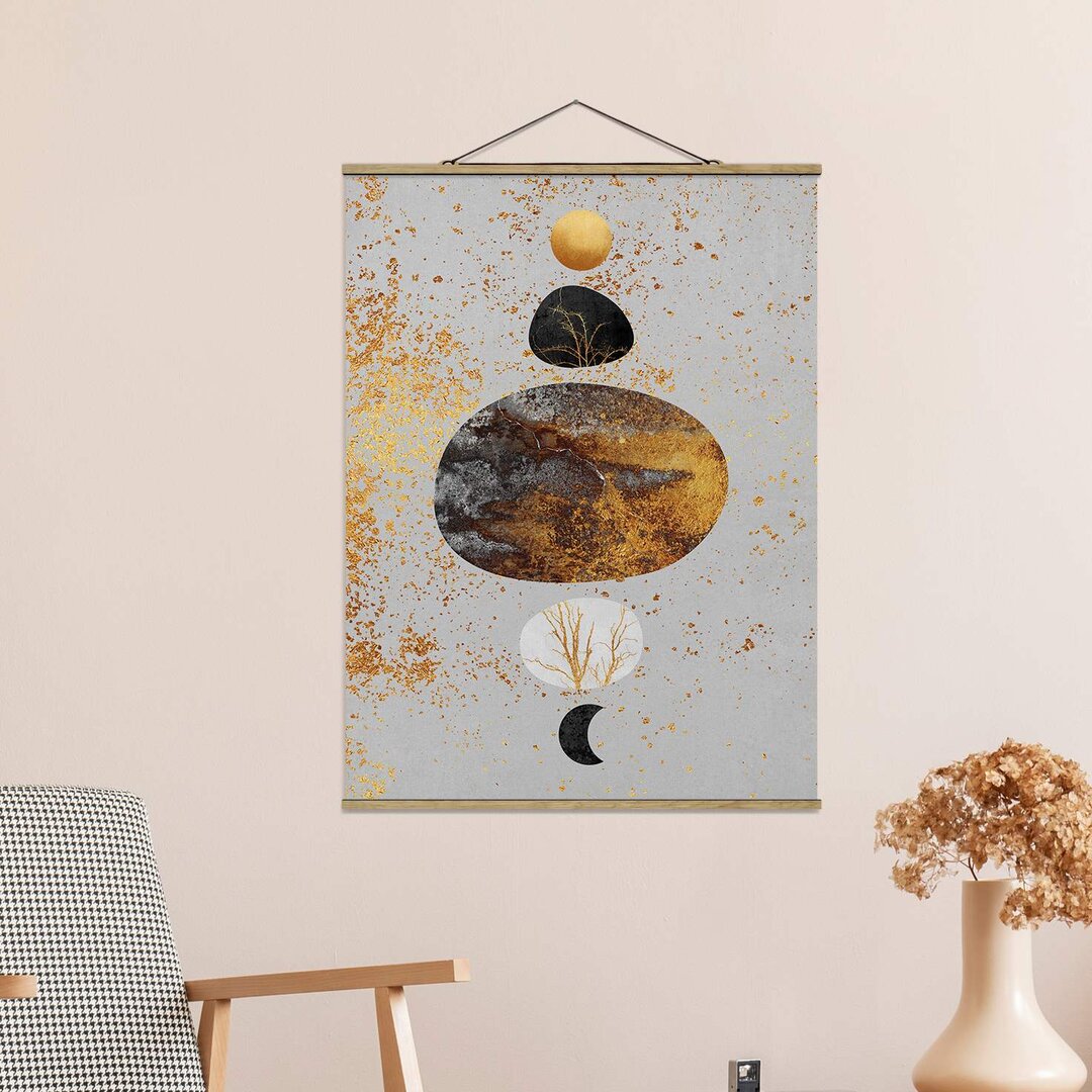 Stoffbild Sun and Moon in Golden Shine von Elisabeth Fredriksson