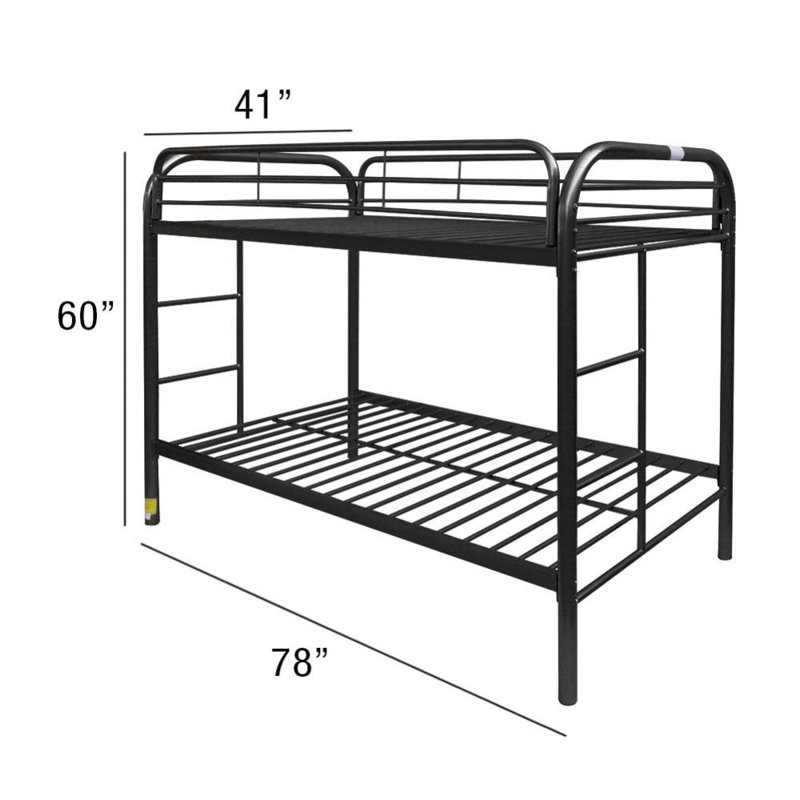 Aavi Kids Twin Bunk Bed, Black