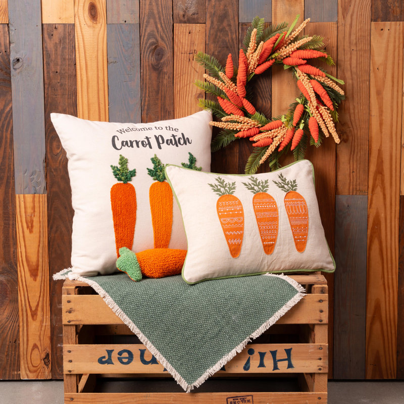 Carrot Patch Tufted Accent Throw Pillow
