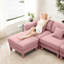 4 places en tissu bouclé rose, en forme de U avec coussins de dossier en forme de coquillage et de dossier moelleux, repose-pieds à ressorts-797994920