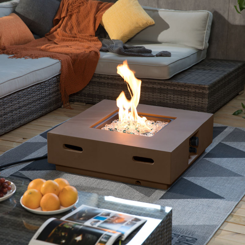 Square Concrete Propane Smokeless Fire Pit Table