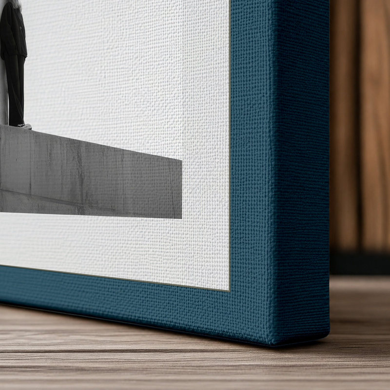 Figure Under Bridge Industrial - Wrapped Canvas, 18x12 - 45.7 x 30.5 cm, Teal Border