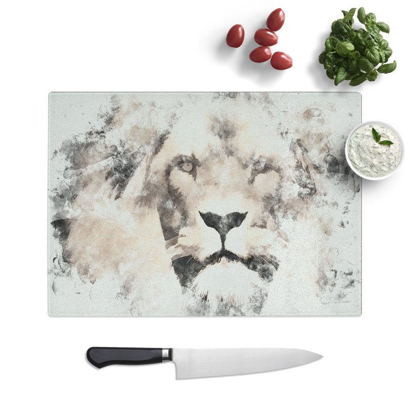 Tempered Glass Lion Chopping Board, 20 cm x 28.5 cm