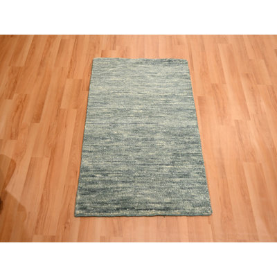 2'x3' Shades of Gray, Plain Solid Design, Pure Wool, Sample, Strike Off, Hand Knotted, Mat, Oriental Rug
