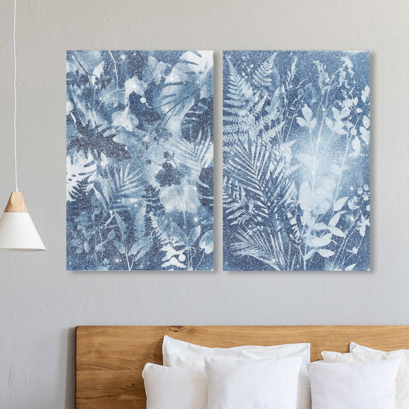 Blue Folliage Set Set by Oliver Gal, 24"H x 36"W, Gallery Wrapped
