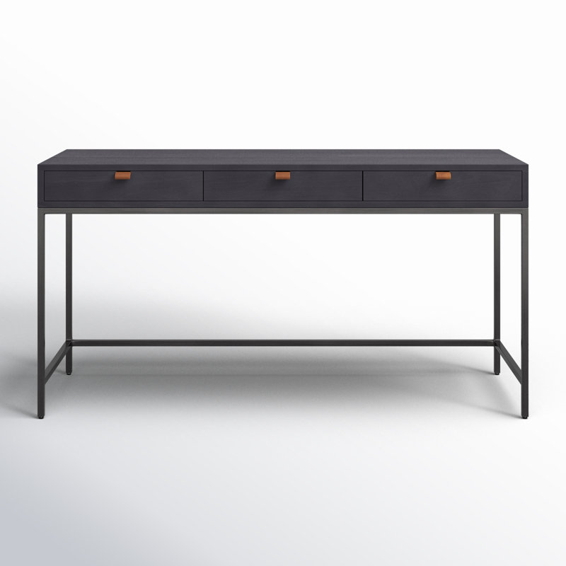 Trey Solid Wood Writing Desk, Black Wash Poplar