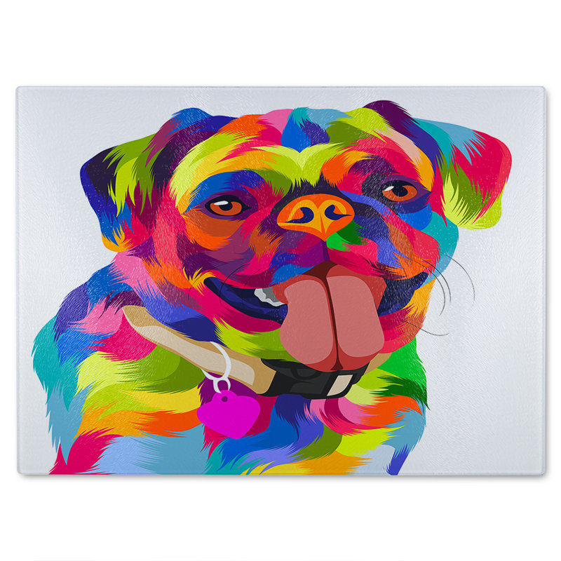 Amazing Illustration Pop Art Dog Designer Glass Chopping Board