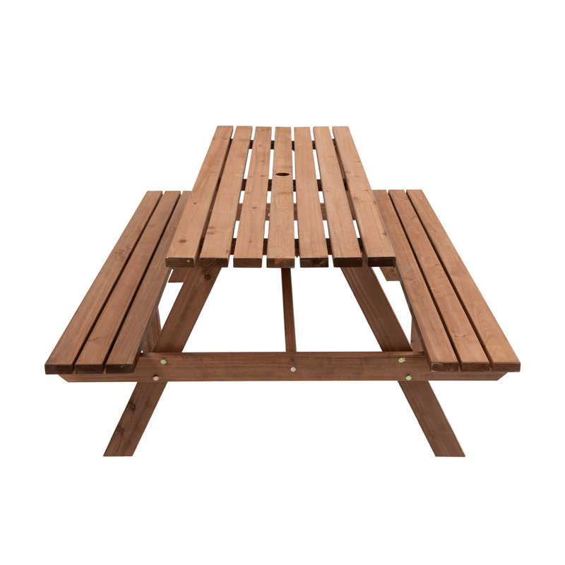 Table de pique-nique en bois massif, Brun