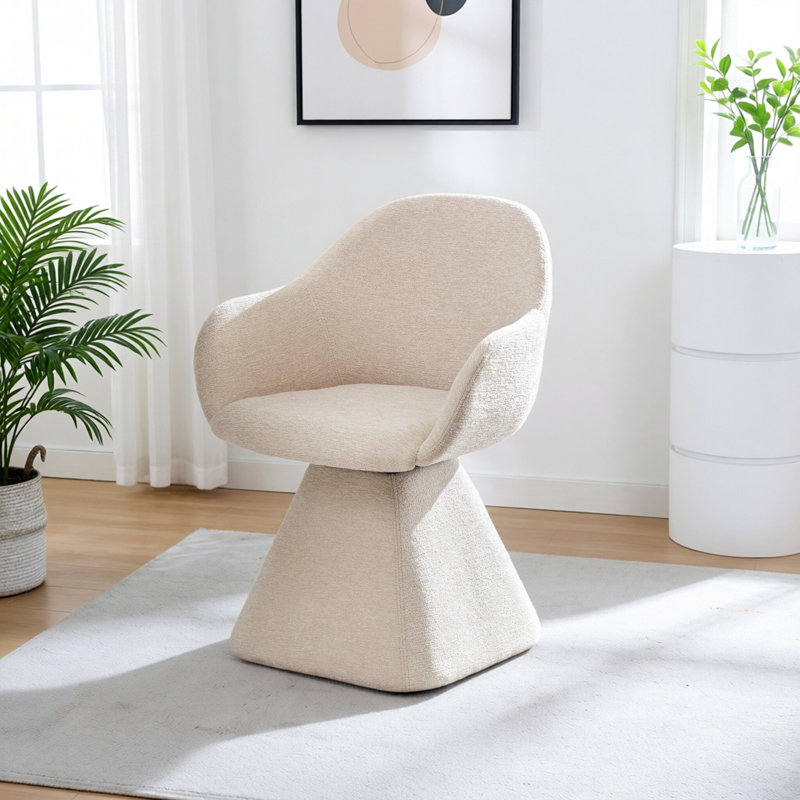 Fauteuil d'appoint pivotant à 180 °, fauteuil tonneau en velours beige