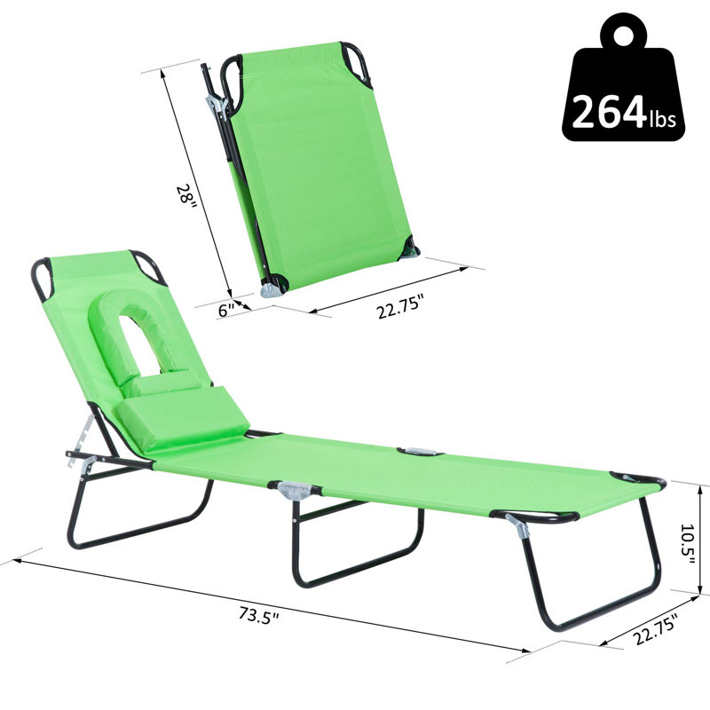 Chaise de plage inclinable Kianna, Vert