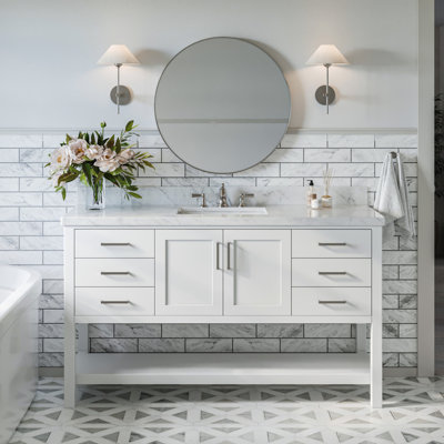 Pawley 54"'' Single Bathroom Vanity Base in White Only