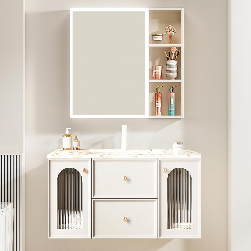 Meuble-lavabo mural 36 po avec 2 tiroirs et 2 portes, pré-assemblé