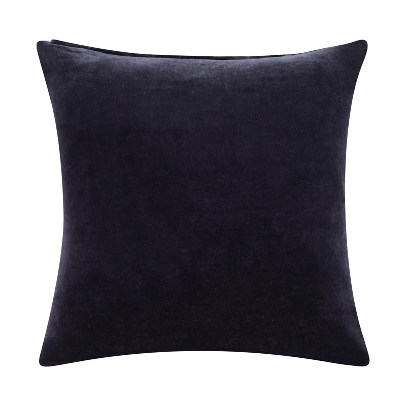 20" Black Cotton Velvet Square Throw Pillow