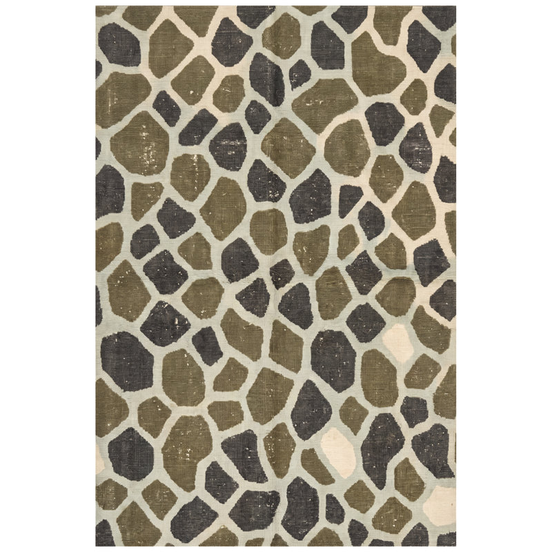 Tapis Billow à motifs animaliers, vert, gris et crème, antidérapant, à poils courts, pour intérieur et extérieur, adapté aux animaux de compagnie, salon, chambre, salle à manger, entrée, couloir, bureau, motifs patchwork, sauge, anthracite, cuisine, passage intensif, facile à nettoyer, ultra doux et lavable.