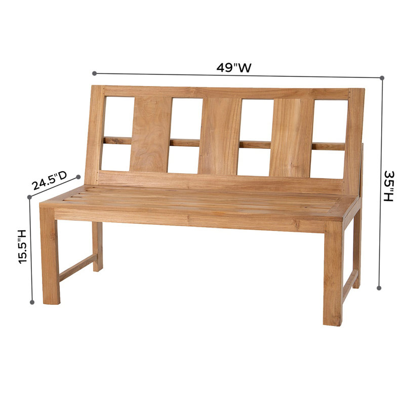Banc de jardin en teck Ilarie, Beige antique