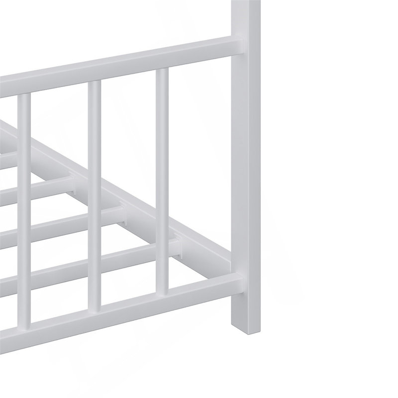 Structure de lit pour enfant pleine grandeur avec bandes lumineuses à DEL, structure de lit en fer sur le toit