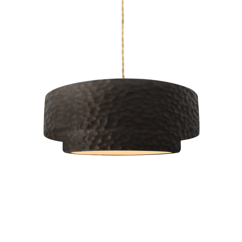 Luminaire suspendu à 1 lumière Meydan, Nickel brossé, H 5 po x l 12 po x P 12 po, Fer martelé