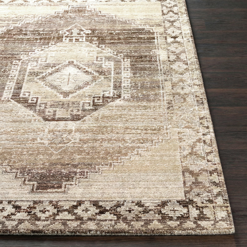 Moroccan Area Rug, Rectangle 200 x 275 cm, Light Grey/Taupe/Off-White/Dark Brown
