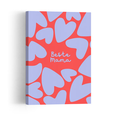 Best Mama Hearts Colorful Contemporary Wall Art Print by Ohkimiko - Wrapped Canvas Print