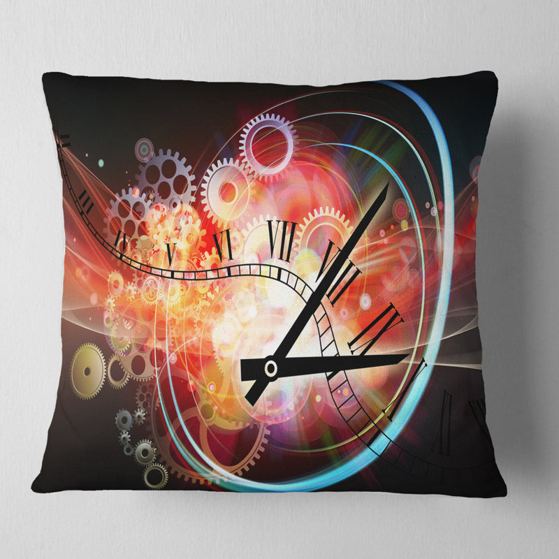 Interesting Clock - Abstract Printed Pillow, Throw Pillow, 16" x 16"