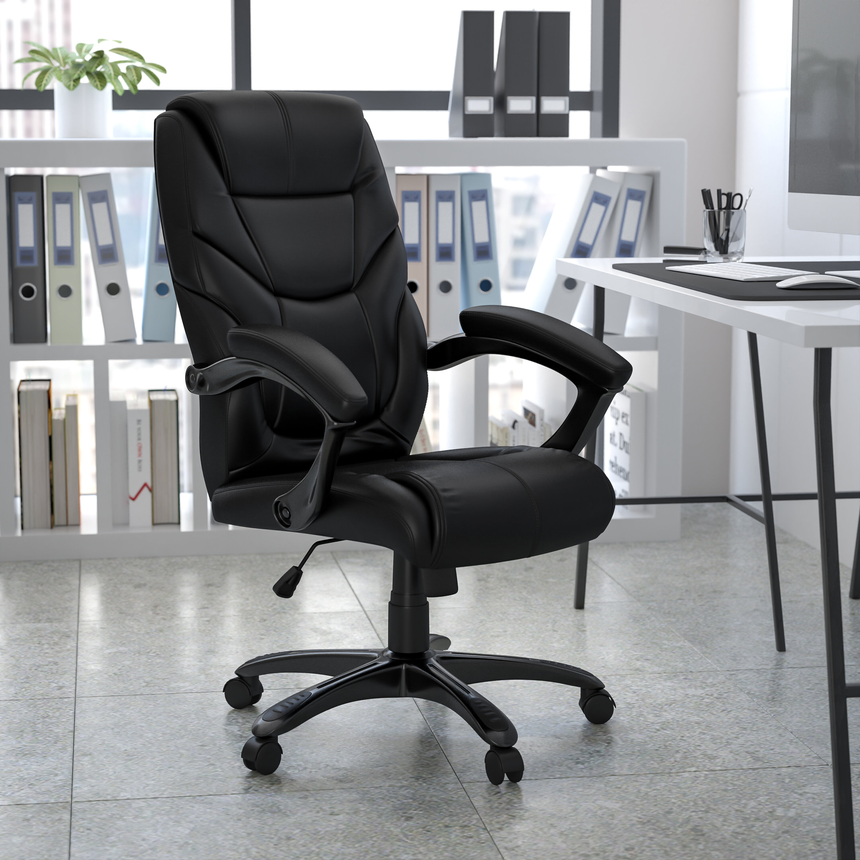 Symple Stuff Xzavier Executive Swivel Ergonomic Office Chair with High Back  Design, Padded Arms & Reviews