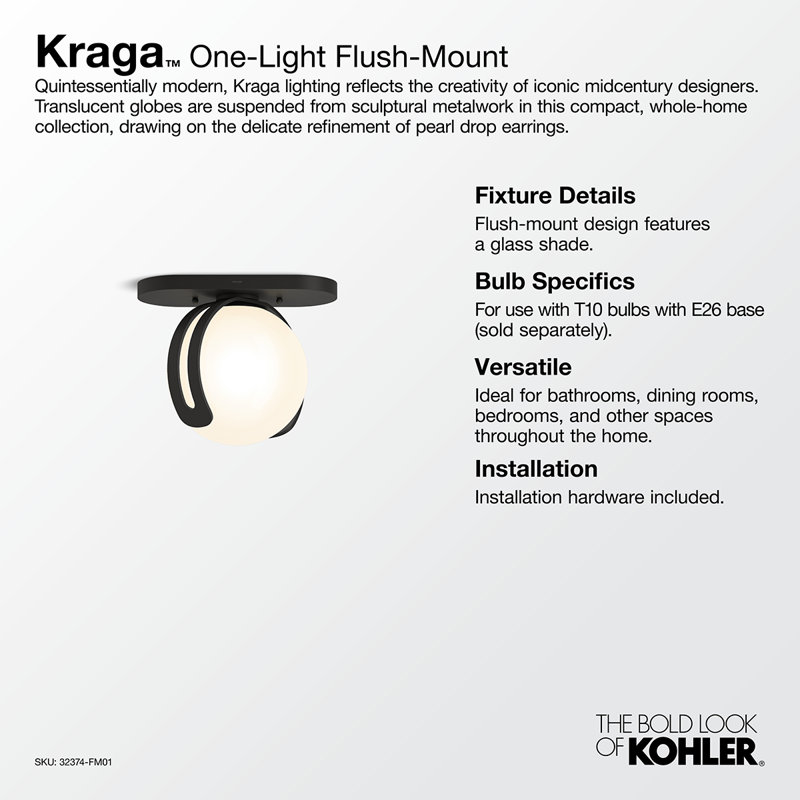 Kraga™ 1 - Light Flush Mount, Matte Black