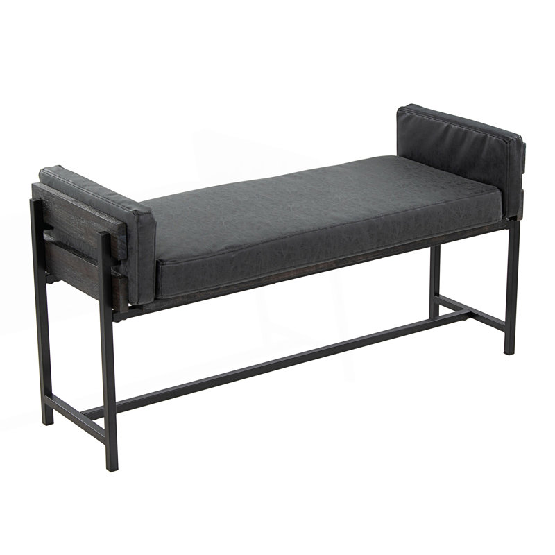 Banc de ferme avec structure en métal, Noir/gris