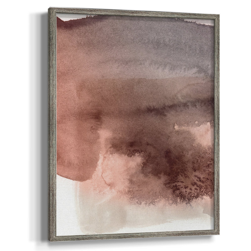 Red Ochre abstrait II, reproduction encadrée - bois massif, H 21 po x l 17 po