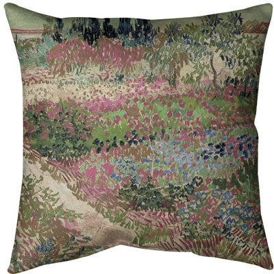 Coussin Euro Â« Jardin fleuri avec sentier Â»