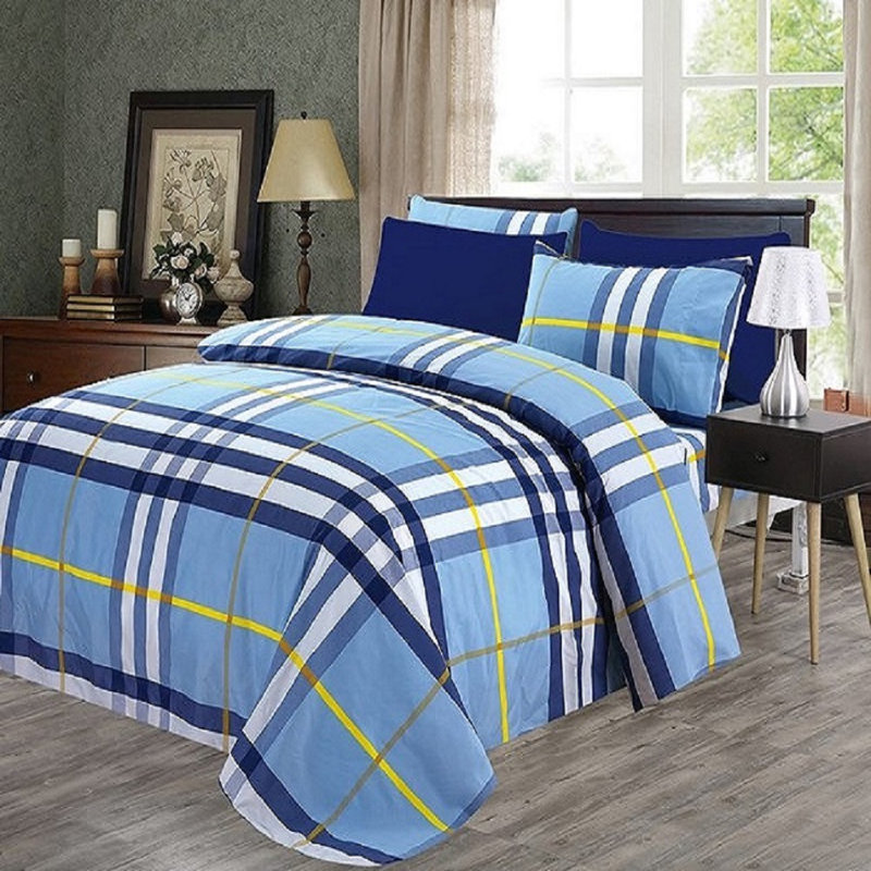 Microfiber Plaid Sheet Set, Full Sheet Set + 1 Fitted Sheet + 4 Pillowcases