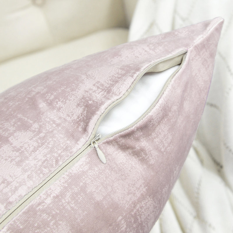 Textured Velvet Throw Pillow Cover, Softpink