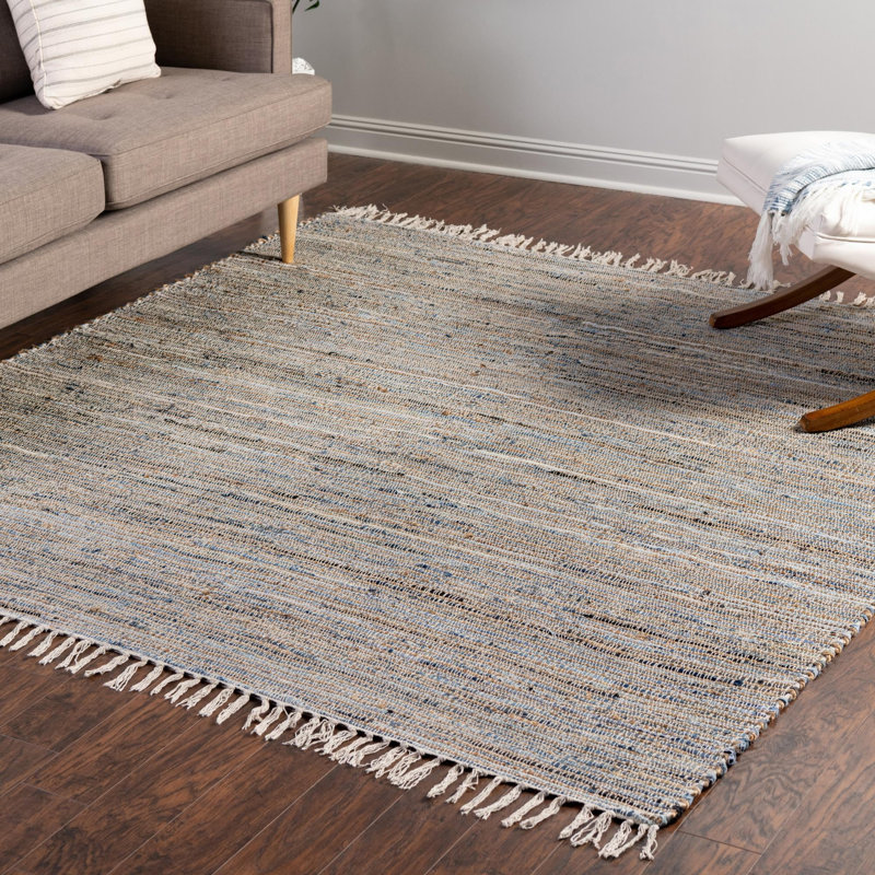Holly-Rose Cotton Striped Indoor Rug, Square 7'1"