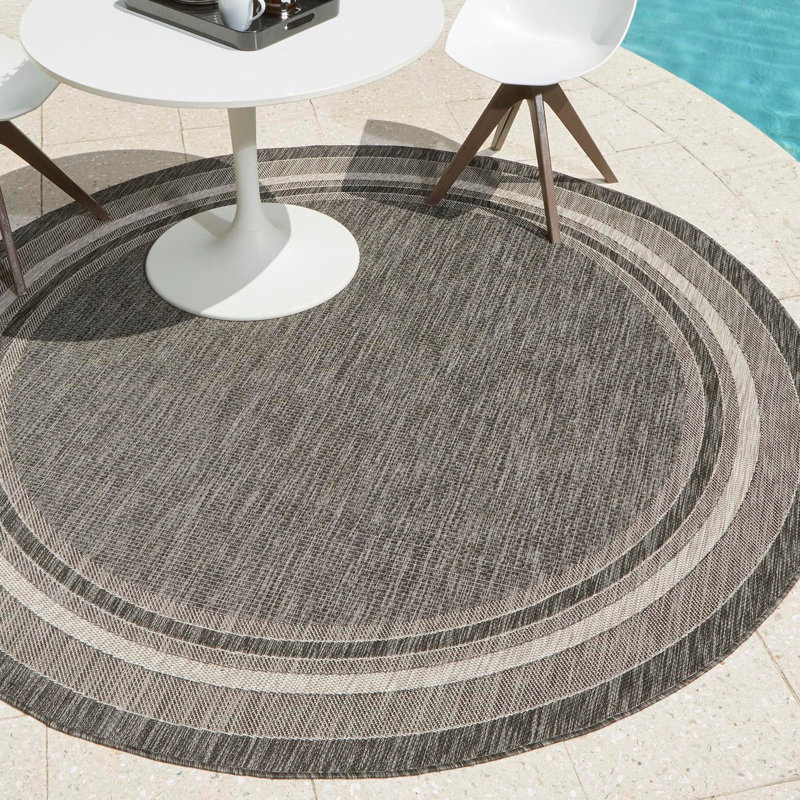Tapis intérieur / extérieur Sevinc, Rond 7 pi 10 po, Black