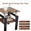 Ensemble de 2 tables de bout avec plateau en verre trempé brun moderne et pieds noirs-228458066-228458065