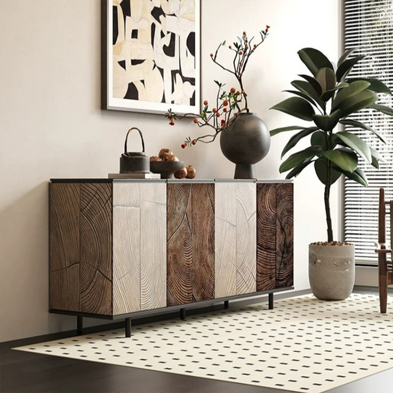 Buffet décoratif rétro en bois manufacturé, H 29,53 po x l 70,87 po x P 15,75 po
