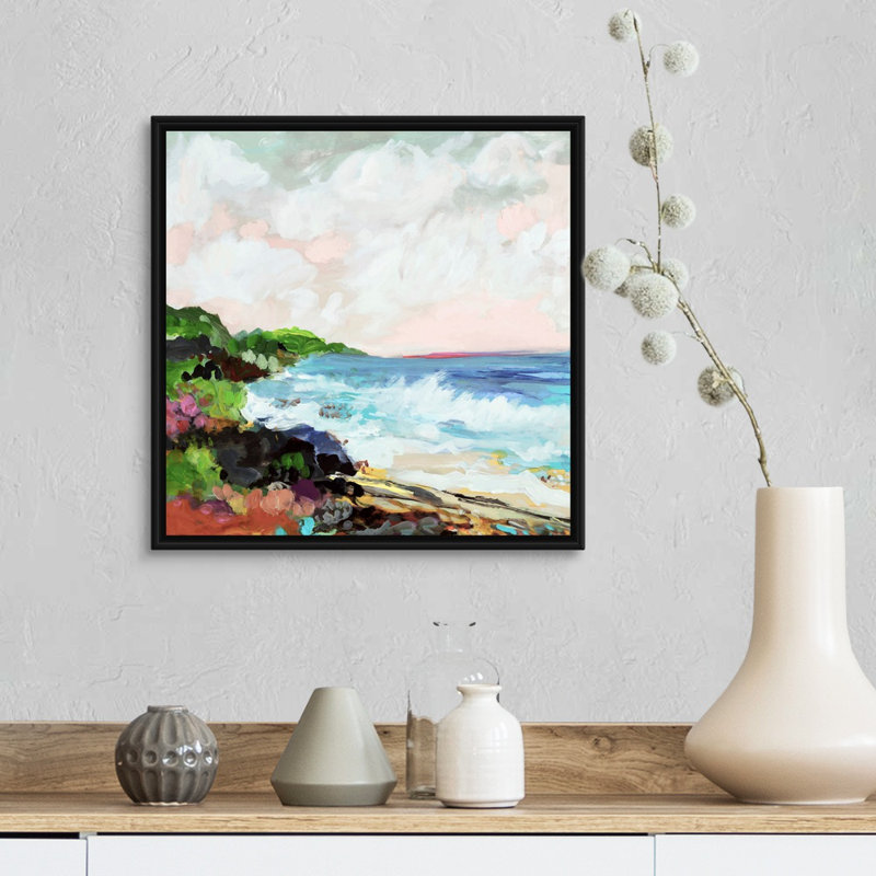 Surfscape VII par Karen Fields - reproduction d'art, H 18 po x l 18 po x P 1,75 po, Toile avec cadre noir