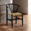 Mid-Century Modern Set Of 2Pc Side Chairs Rubberwood Black Curved Backrest Dining Room Furniture