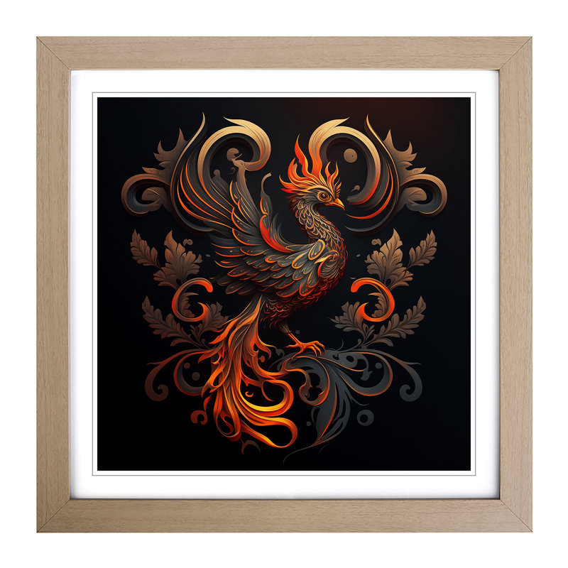 Phoenix Ornamental - Framed Print, Oak