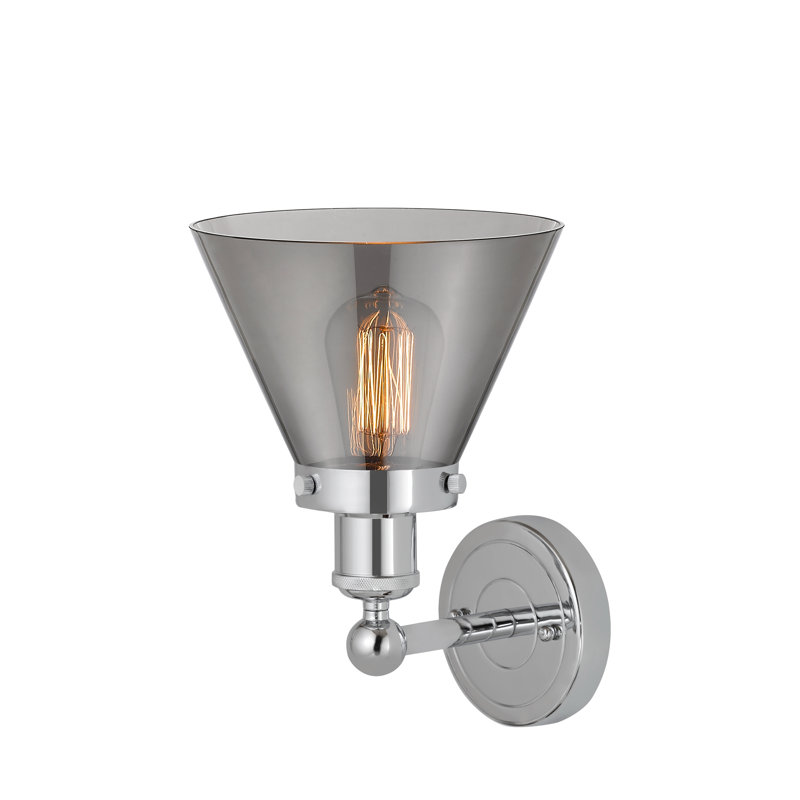Applique murale à bras en acier 1 lumière Chesterhill, Plaqué couleur fumée, Chrome poli