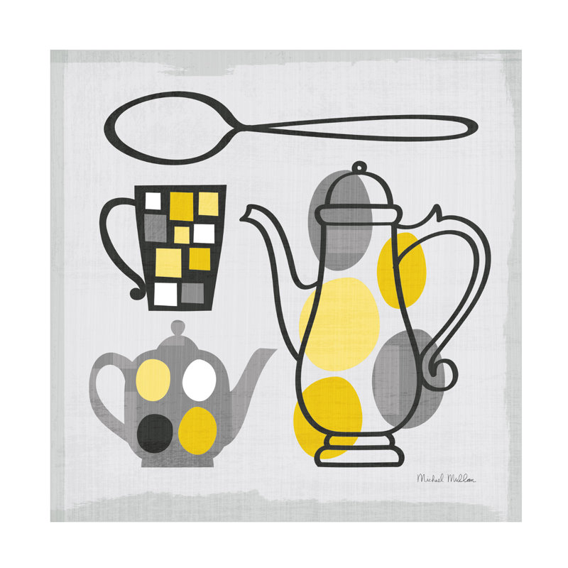 «Modern Kitchen Square IV Yellow on Canvas» par Michael Mullan, reproduction, H 18 po x l 18 po x P 2 po