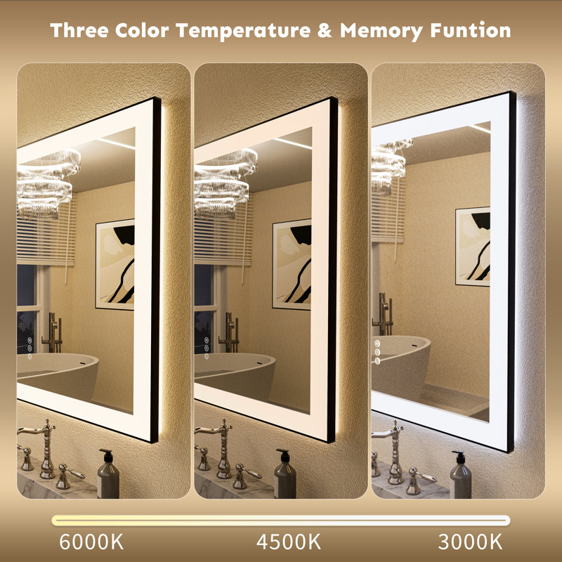 UL Certified Front & Back LED Bathroom Vanity Mirror – Anti-Fog, Tempered Glass, Black Aluminum Frame, 48"H x 30"W