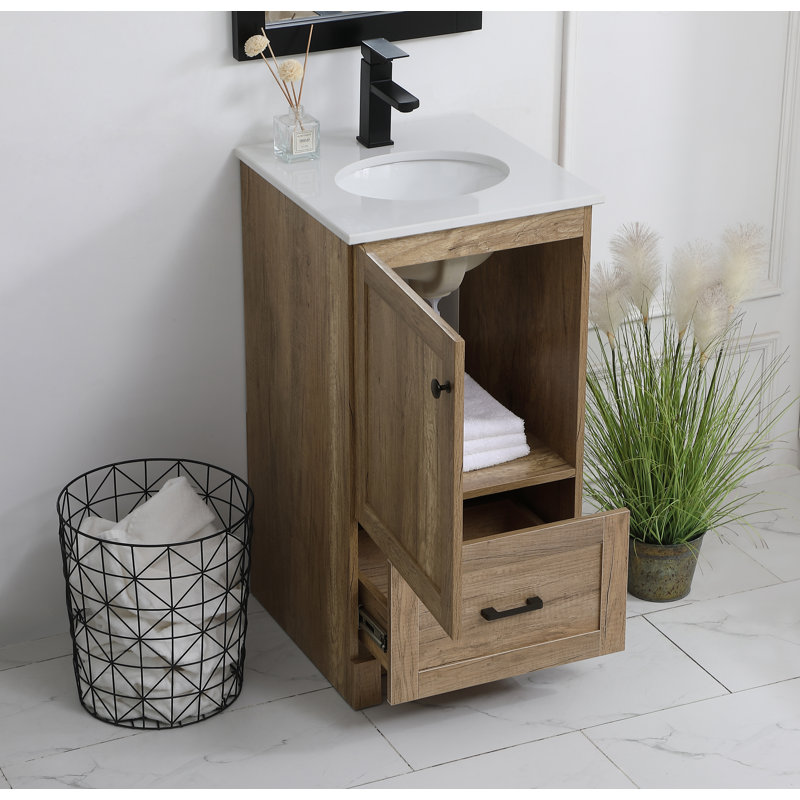 Ensemble de meuble-lavabo simple 19 po Soma, Chêne naturel, Blanc